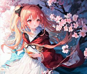 Preview wallpaper girl, sakura, flowers, spring, anime