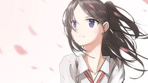Preview wallpaper girl, sakura, petals, anime