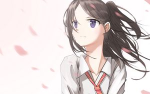 Preview wallpaper girl, sakura, petals, anime