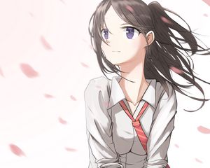 Preview wallpaper girl, sakura, petals, anime