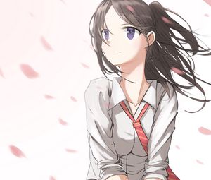 Preview wallpaper girl, sakura, petals, anime