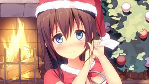 Preview wallpaper girl, santa claus, costume, anime