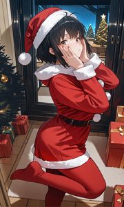 Preview wallpaper girl, santa claus, santa, new year, anime, red, art