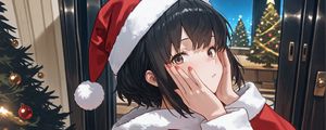 Preview wallpaper girl, santa claus, santa, new year, anime, red, art