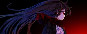 Preview wallpaper girl, scarf, anime, art, red, dark