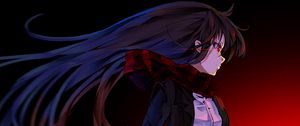 Preview wallpaper girl, scarf, anime, art, red, dark