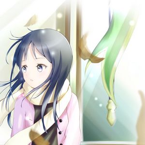 Preview wallpaper girl, scarf, coat, anime