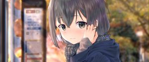 Preview wallpaper girl, scarf, hood, anime