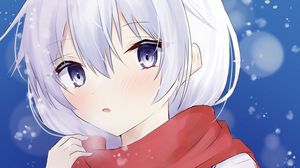 Preview wallpaper girl, scarf, sailor suit, snow, anime