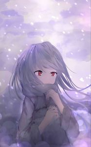 Preview wallpaper girl, scarf, snow, anime, art