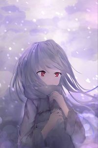 Preview wallpaper girl, scarf, snow, anime, art