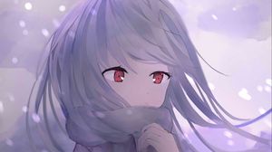 Preview wallpaper girl, scarf, snow, anime, art