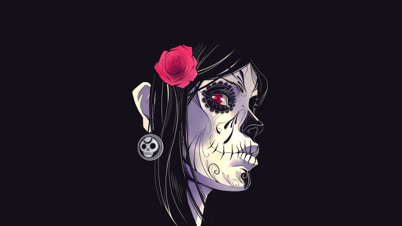 Wallpaper girl, scars, flowers, earrings