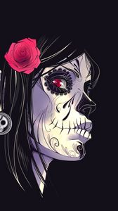Preview wallpaper girl, scars, flowers, earrings