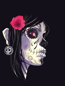 Preview wallpaper girl, scars, flowers, earrings