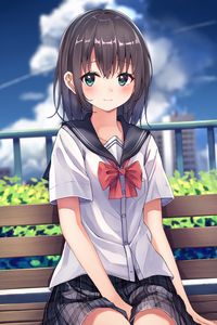 Preview wallpaper girl, schoolgirl, anime, cute