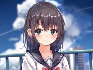 Preview wallpaper girl, schoolgirl, anime, cute