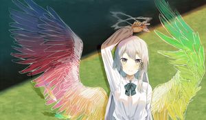 Preview wallpaper girl, schoolgirl, board, wings, anime, art, cartoon