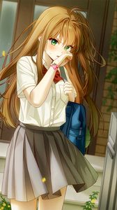 Preview wallpaper girl, schoolgirl, bracelet, anime