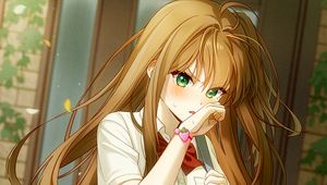 Preview wallpaper girl, schoolgirl, bracelet, anime