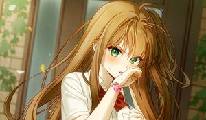 Preview wallpaper girl, schoolgirl, bracelet, anime