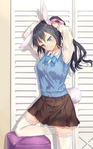 Preview wallpaper girl, schoolgirl, ears, hare, anime