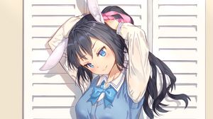 Preview wallpaper girl, schoolgirl, ears, hare, anime