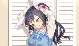 Preview wallpaper girl, schoolgirl, ears, hare, anime