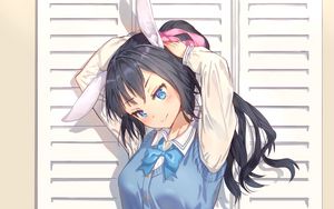 Preview wallpaper girl, schoolgirl, ears, hare, anime