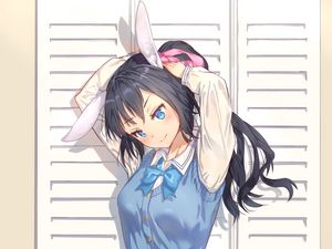 Preview wallpaper girl, schoolgirl, ears, hare, anime