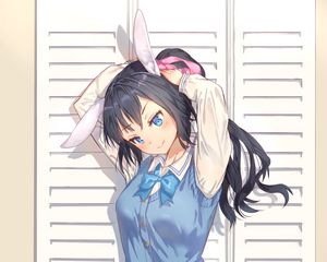 Preview wallpaper girl, schoolgirl, ears, hare, anime