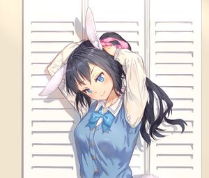 Preview wallpaper girl, schoolgirl, ears, hare, anime