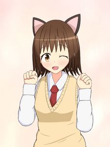 Preview wallpaper girl, schoolgirl, ears, smile, anime