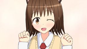 Preview wallpaper girl, schoolgirl, ears, smile, anime