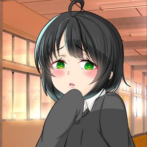 Preview wallpaper girl, schoolgirl, embarrassment, anime, art