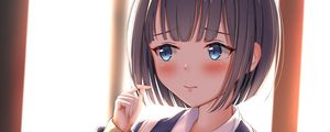 Preview wallpaper girl, schoolgirl, embarrassment, surprise, anime