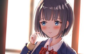 Preview wallpaper girl, schoolgirl, embarrassment, surprise, anime