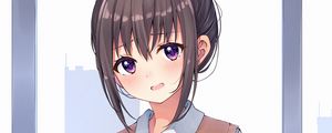 Preview wallpaper girl, schoolgirl, embarrassment, glance, anime