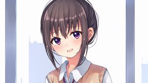 Preview wallpaper girl, schoolgirl, embarrassment, glance, anime