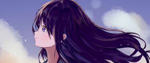 Preview wallpaper girl, schoolgirl, field, flowers, anime