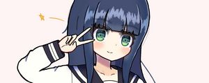 Preview wallpaper girl, schoolgirl, gesture, anime, art, cartoon