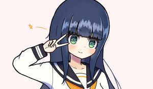 Preview wallpaper girl, schoolgirl, gesture, anime, art, cartoon
