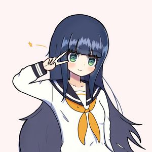 Preview wallpaper girl, schoolgirl, gesture, anime, art, cartoon
