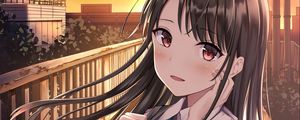 Preview wallpaper girl, schoolgirl, gesture, glance, anime
