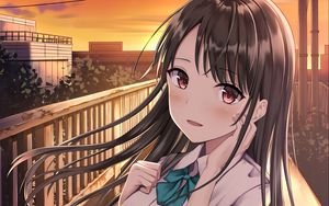 Preview wallpaper girl, schoolgirl, gesture, glance, anime