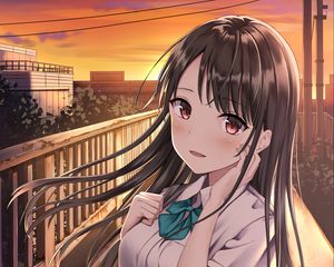 Preview wallpaper girl, schoolgirl, gesture, glance, anime