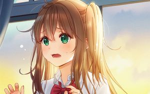 Preview wallpaper girl, schoolgirl, glance, anime