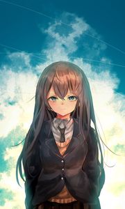 Preview wallpaper girl, schoolgirl, glance, anime, art