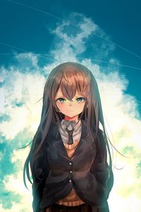 Preview wallpaper girl, schoolgirl, glance, anime, art