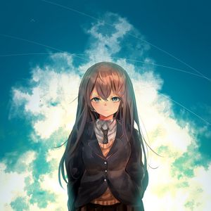 Preview wallpaper girl, schoolgirl, glance, anime, art